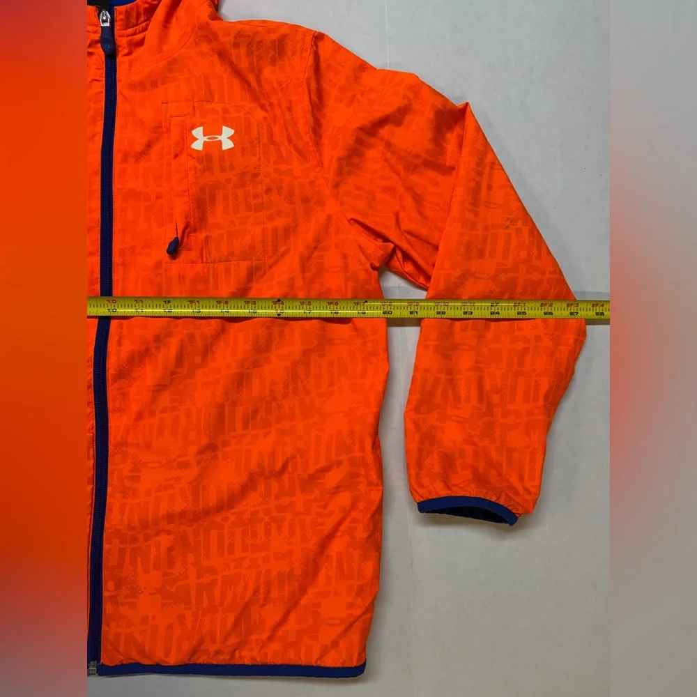 Under Armour Orange Hooded Kids Jacket with Blue Trim
